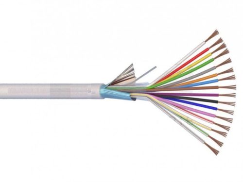 Riasztókábel (Li-XY(St)Y) 2x0,5+8x0,22 mm2 fehér sodrott réz PVC szigetelésű 300V kábel