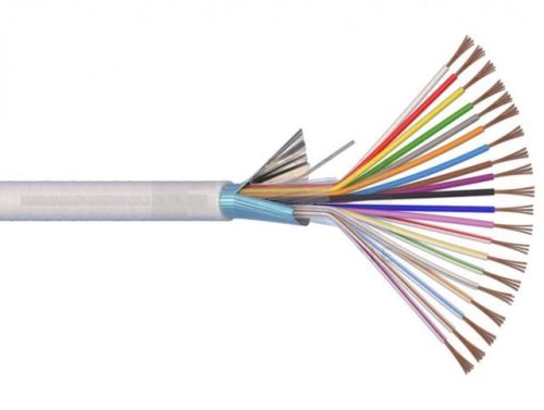 Riasztókábel (Li-XY(St)Y) 2x0,75+12x0,22 mm2 fehér sodrott réz PVC szigetelésű 300V kábel