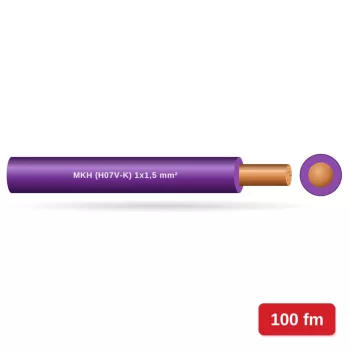 MKH (H07V-K) 1x1,5 mm2 vezeték - lila PVC szigetelésű - 100 fm - 450/750V
