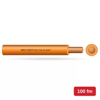 MKH (H07V-K) 1x1,5 mm2 vezeték - narancs PVC szigetelésű - 100 fm - 450/750V