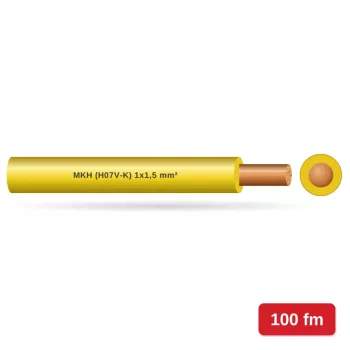 MKH (H07V-K) 1x1,5 mm2 vezeték - sárga PVC szigetelésű - 100 fm - 450/750V