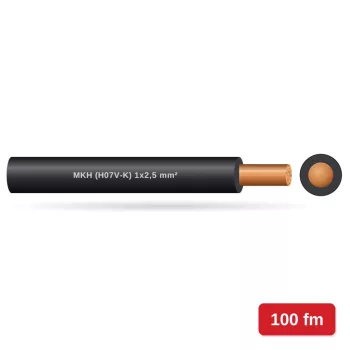 MKH (H07V-K) 1x2,5 mm2 vezeték - fekete PVC szigetelésű - 100 fm - 450/750V