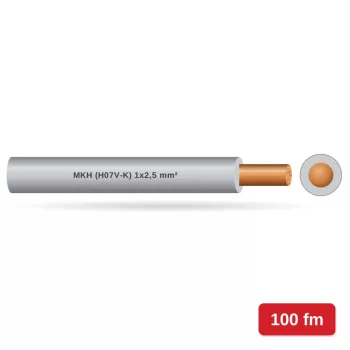 MKH (H07V-K) 1x2,5 mm2 vezeték - szürke PVC szigetelésű - 100 fm - 450/750V