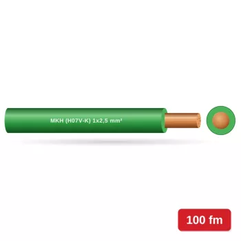 MKH (H07V-K) 1x2,5 mm2 vezeték - zöld PVC szigetelésű - 100 fm - 450/750V