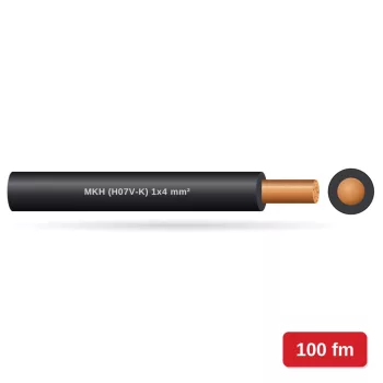 MKH (H07V-K) 1x4 mm2 vezeték - fekete PVC szigetelésű - 100 fm - 450/750V