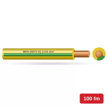 MKH (H07V-K) 1x16 mm2 vezeték - zöld/sárga PVC szigetelésű - 100 fm - 450/750V