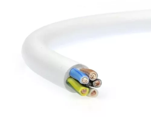 MT H05VV-F 5x4 mm² fehér PVC kábel 1m – sodrott réz vezeték 300/500V