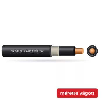 NYY-O (E-YY-O) 1x16 mm2 fekete tömör réz PVC szigetelésű 0,6/1Kv erőátviteli földkábel