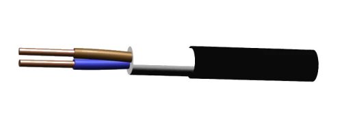 Erőátviteli / földkábel (NYY-O / E-YY-O) 2x2,5 mm2, fekete, tömör, réz, PVC szigetelésű, 0,6/1Kv-os kábel