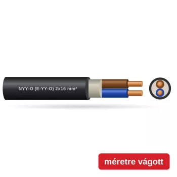 NYY-O (E-YY-O) 2x16 mm2 fekete sodrott réz PVC szigetelésű 0,6/1Kv erőátviteli földkábel