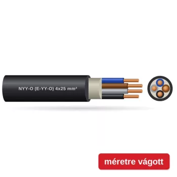 NYY-O (E-YY-O) 4x25 mm2 fekete sodrott réz PVC szigetelésű 0,6/1Kv erőátviteli földkábel