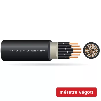 NYY-O (E-YY-O) 30x1,5 mm2 fekete tömör réz PVC szigetelésű 0,6/1Kv erőátviteli földkábel