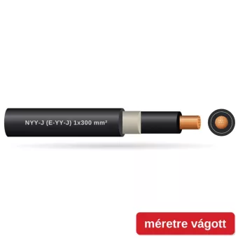 NYY-J (E-YY-J) 1x300 mm2 fekete sodrott réz PVC szigetelésű 0,6/1Kv erőátviteli földkábel