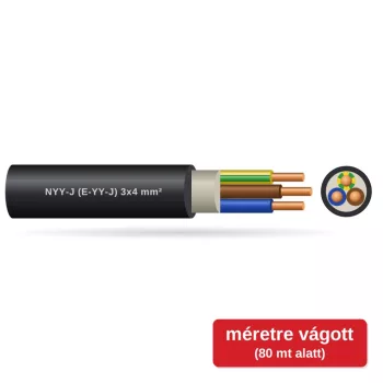 NYY-J (E-YY-J) 3x4 mm2 fekete tömör réz PVC szigetelésű 0,6/1Kv erőátviteli földkábel