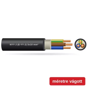 NYY-J (E-YY-J) 3x10 mm2 fekete tömör réz PVC szigetelésű 0,6/1Kv erőátviteli földkábel