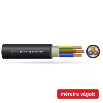 NYY-J (E-YY-J) 3x95 mm2 fekete sodrott réz PVC szigetelésű 0,6/1Kv erőátviteli földkábel