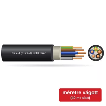 NYY-J (E-YY-J) 5x10 mm2 fekete tömör réz PVC szigetelésű 0,6/1Kv erőátviteli földkábel