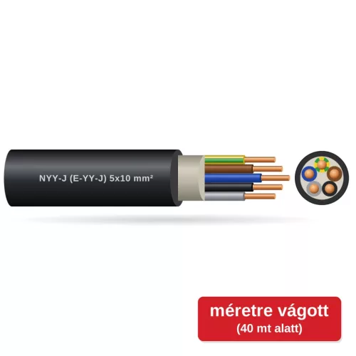 NYY-J (E-YY-J) 5x10 mm2 fekete tömör réz PVC szigetelésű 0,6/1Kv erőátviteli földkábel