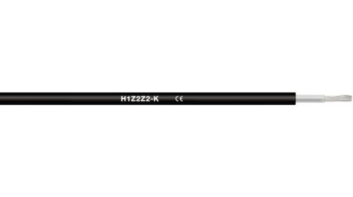 Szolár kábel (H1Z2Z2-K) 1 x 10 fekete, sodrott, ónozott réz, UV álló, kültéri, halogénmentes szigetelésű kábel, fotovoltaikus/napelemes rendszerekhez (Solar kábel)