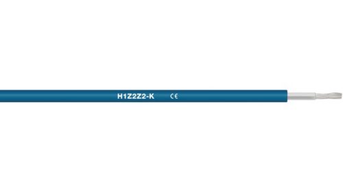 Szolár kábel (H1Z2Z2-K) 1 x 4 kék, sodrott, ónozott réz, UV álló, kültéri, halogénmentes szigetelésű kábel, fotovoltaikus/napelemes rendszerekhez (Solar kábel)