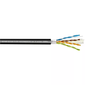  FTP Cat6 kültéri/föld kábel Bitner 500m/dob fekete - 4X2X AWG23/1 PE 350 MHz ( F/UTP - árnyékolt )