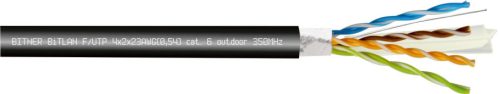 FTP Cat6 kültéri/föld kábel Bitner 500m/dob fekete - 4X2X AWG23/1 PE 350 MHz ( F/UTP - árnyékolt )