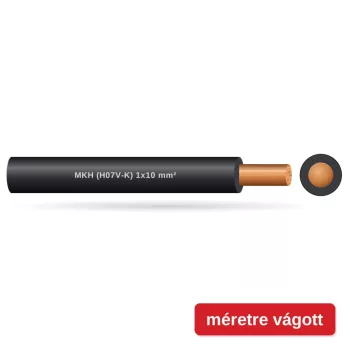 MKH (H07V-K) 1x10 mm2 vezeték - fekete PVC szigetelésű - 1 fm - 450/750V