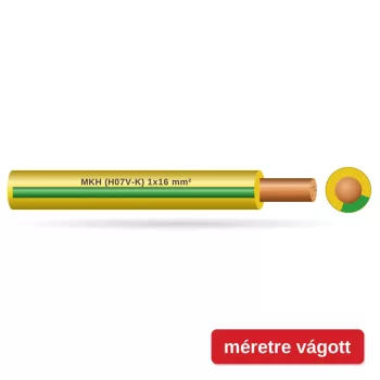 MKH (H07V-K) 1x16 mm2 vezeték - zöld/sárga PVC szigetelésű - 1 fm - 450/750V
