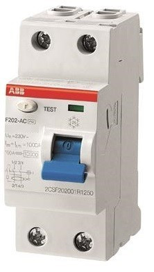 ABB F202 AC-80/0.1 áram-védőkapcsoló (Fi-relé), AC osztály, 2P, 80A, 100 mA (ABB 2CSF202001R2800)