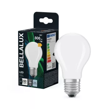 Bellalux LED izzó, körte forma, matt plasztik, E27 foglalat, 7W, 4000K, 806lm, hideg fehér
