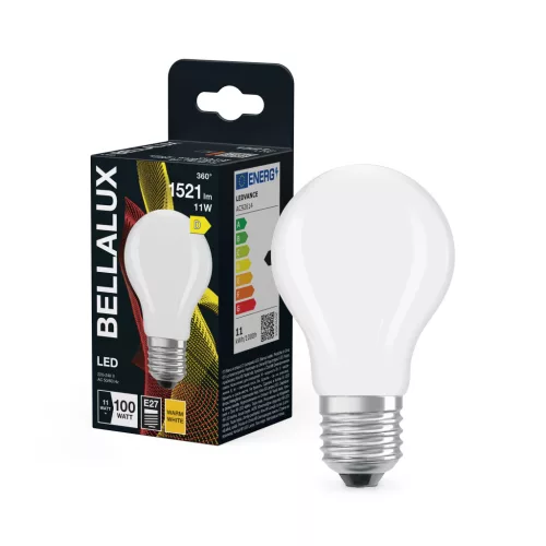 Bellalux LED izzó, körte forma, matt plasztik, E27 foglalat, 11W, 2700K, 1521lm, meleg fehér
