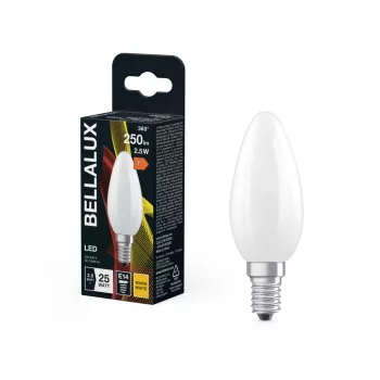 Bellalux LED izzó gyertya forma, matt plasztik búra, E14 foglalat, 2,5W, 250lm, 2700K meleg fehér