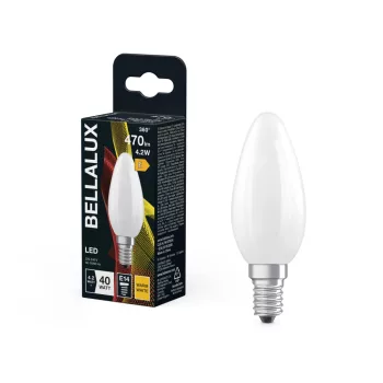 Bellalux LED izzó gyertya forma, matt plasztik búra, E14 foglalat, 4,2W, 470lm, 2700K meleg fehér