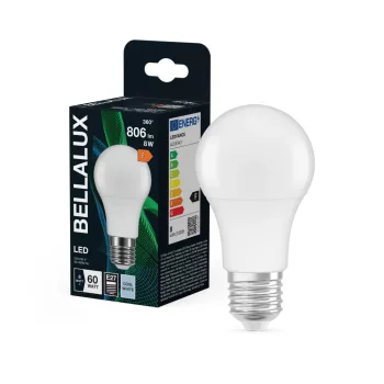 Bellalux LED izzó, körte forma, matt plasztik, E27 foglalat, 8W, 4000K, 806lm, hideg fehér