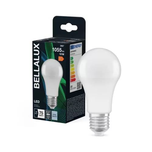 Bellalux LED izzó, körte forma, matt plasztik, E27 foglalat, 10W, 4000K, 1055lm, hideg fehér