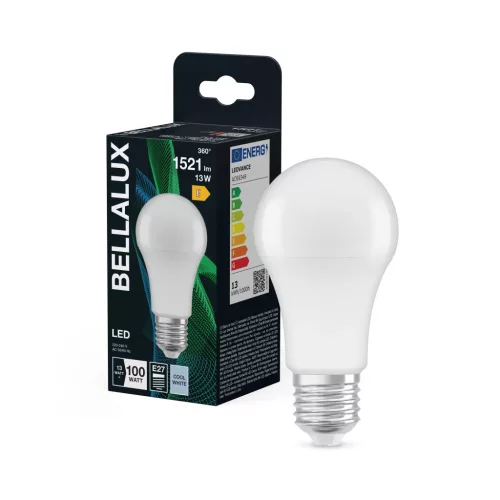 Bellalux LED izzó, körte forma, matt plasztik, E27 foglalat, 13W, 4000K, 1521lm, hideg fehér
