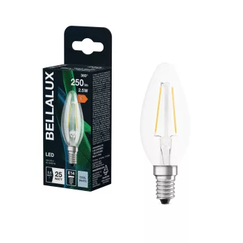 Bellalux LED izzó gyertya forma, átlátszó üveg búra, E14 foglalat, 2,5W, 250lm, 4000K semleges fehér