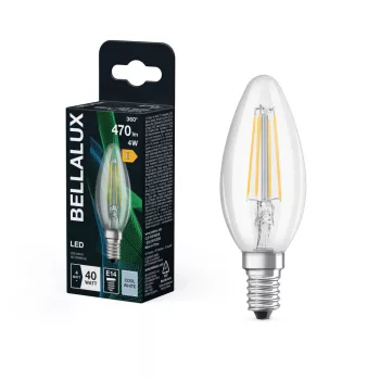 Bellalux LED izzó gyertya forma, átlátszó üveg búra, E14 foglalat, 4W, 470lm, 4000K semleges fehér