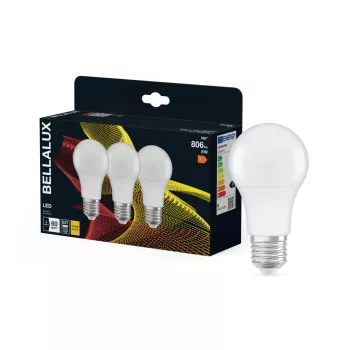 Bellalux LED izzó, körte forma, matt plasztik, E27 foglalat, 8W, 2700K, 806lm, meleg fehér, Classic