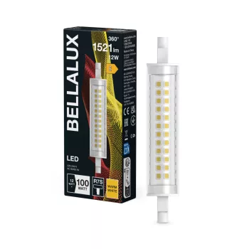 Bellalux LED fénycső, R7s foglalat, 12W, 2700K, 1521lm, meleg fehér, 118mm, energiatakarékos