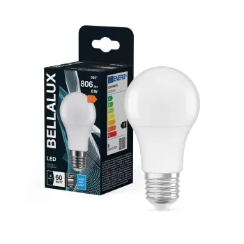 Bellalux LED izzó, classic forma, matt plasztik búra, E27 foglalat, 8W, 6500K, 806lm, hideg fehér