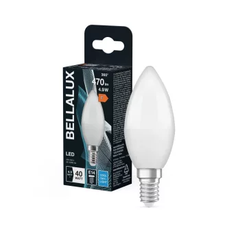Bellalux LED izzó gyertya forma, matt plasztik búra, E14 foglalat, 4,9W, 470lm, 6500K hideg fehér