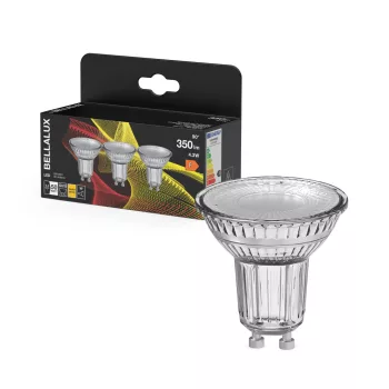 Bellalux LED izzó spot forma (PAR16), GU10 foglalat, 4,3W, 350lm, 2700K meleg fehér 3db