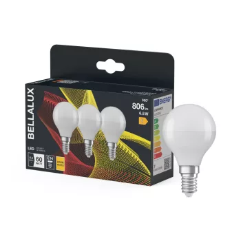 Bellalux LED kisgömb izzó, E14 foglalat, 6,5W, 2700K, 806lm, meleg fehér, energiatakarékos