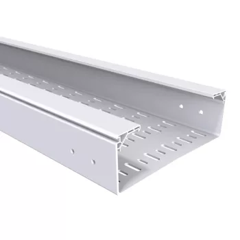   Basor ( 2/10077 ) PVC perforált kábeltálca (UV álló) BPE H100 100X600X3000 mm (M x SZ x H) UVM1 7035 világosszürke PVC ( BASORPLAST ) Basor 210077