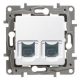 ÚJRACSOMAGOLT Legrand Niloé 764574 Bontott Informatikai csatlakozóaljzat 2xRJ45 Cat6 UTP fehér burkolattal keret nélkül (Legrand 764574)
