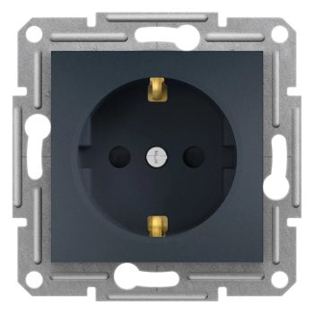   ÚJRACSOMAGOLT Schneider Electric Asfora EPH2900271 földelt csatlakozóaljzat (dugalj), gyermekvédelemmel, 2P+F, antracit burkolattal. keret nélkül, süllyesztett, 16A 250V ( EPH2900271 )