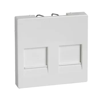   ÚJRACSOMAGOLT Schneider MTN4562-0319 polárfehér burkolat 2xRJ45 moduláris betétekhez (Merten M-Smart, M-Plan, M-Elegance)
