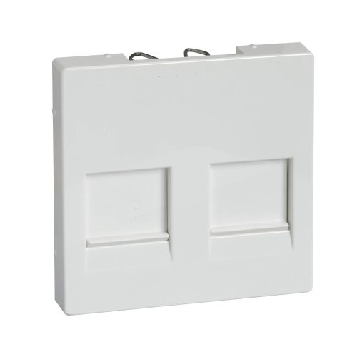 ÚJRACSOMAGOLT Schneider MTN4562-0319 polárfehér burkolat 2xRJ45 moduláris betétekhez (Merten M-Smart, M-Plan, M-Elegance)