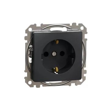   ÚJRACSOMAGOLT Schneider Electric SDD114021 földelt csatlakozóaljzat (dugalj), biztonsági zsaluval (gyermekvédelemmel), 2P+F, antracit burkolattal, csavaros bekötés, keret nélkül, süllyesztett, 16A 250V IP20 ( SDD114021 )